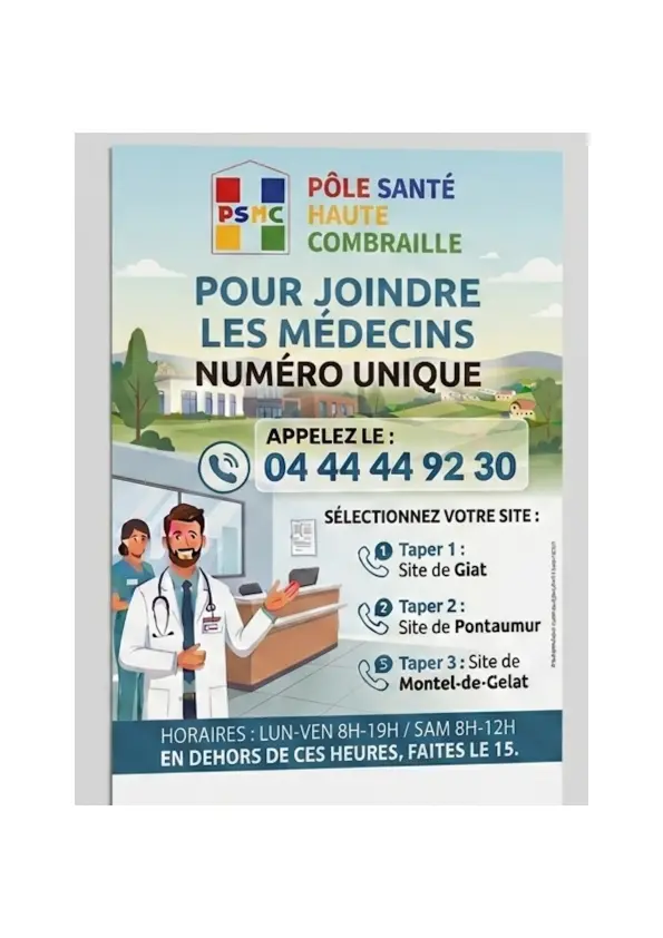 Numéro unique Pôle Santé Haute Combraille